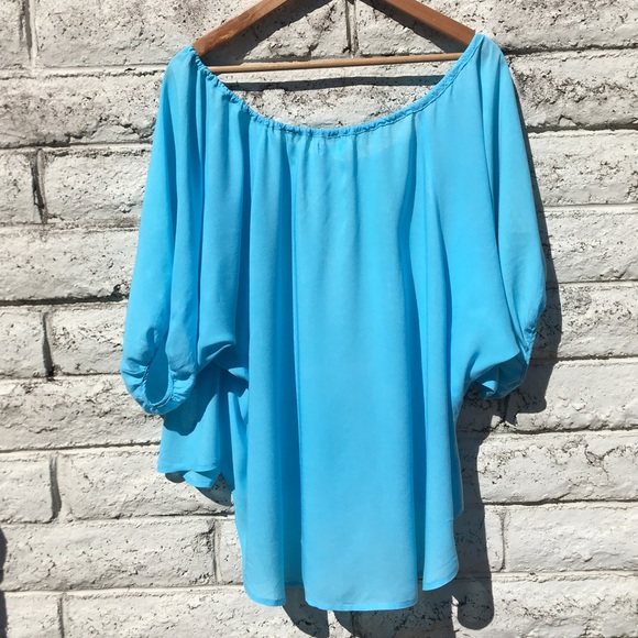 ⭐️Host Pick⭐️ Nigella Lola Short Peasant Top, Light Blue - One Size NWOT - Picture 12 of 16
